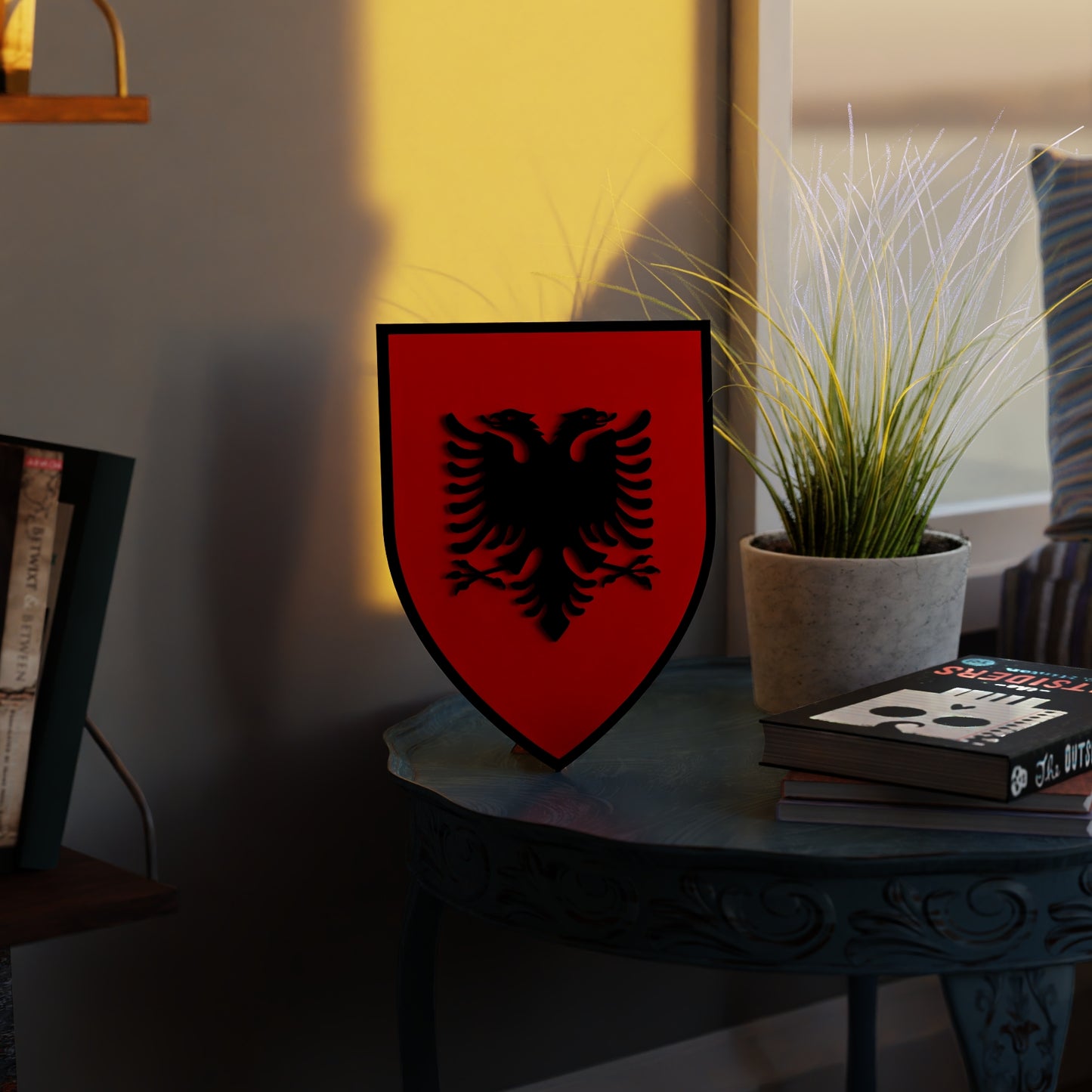 albania_shield room_with_sunset