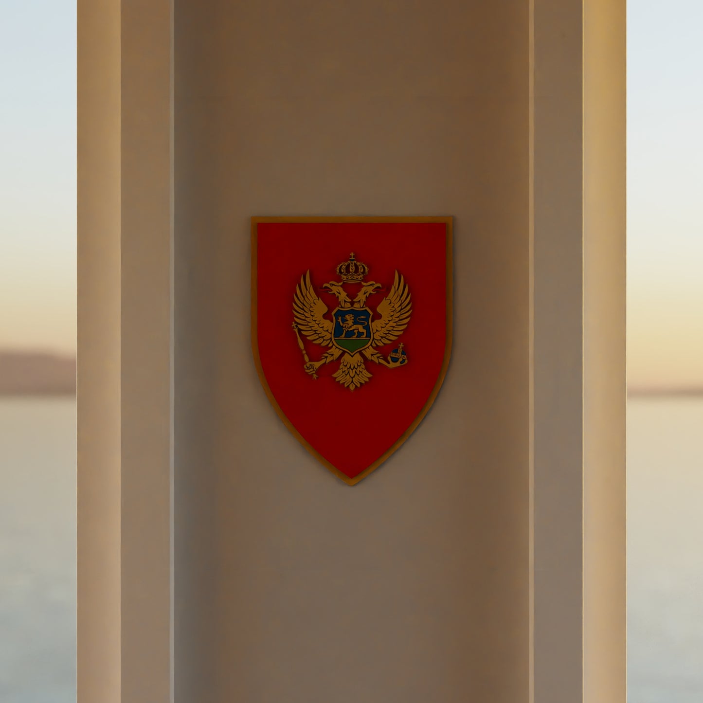 montenegro_shield room_with_sunset